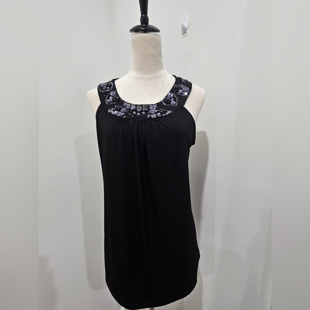 Express black embellished halter top: